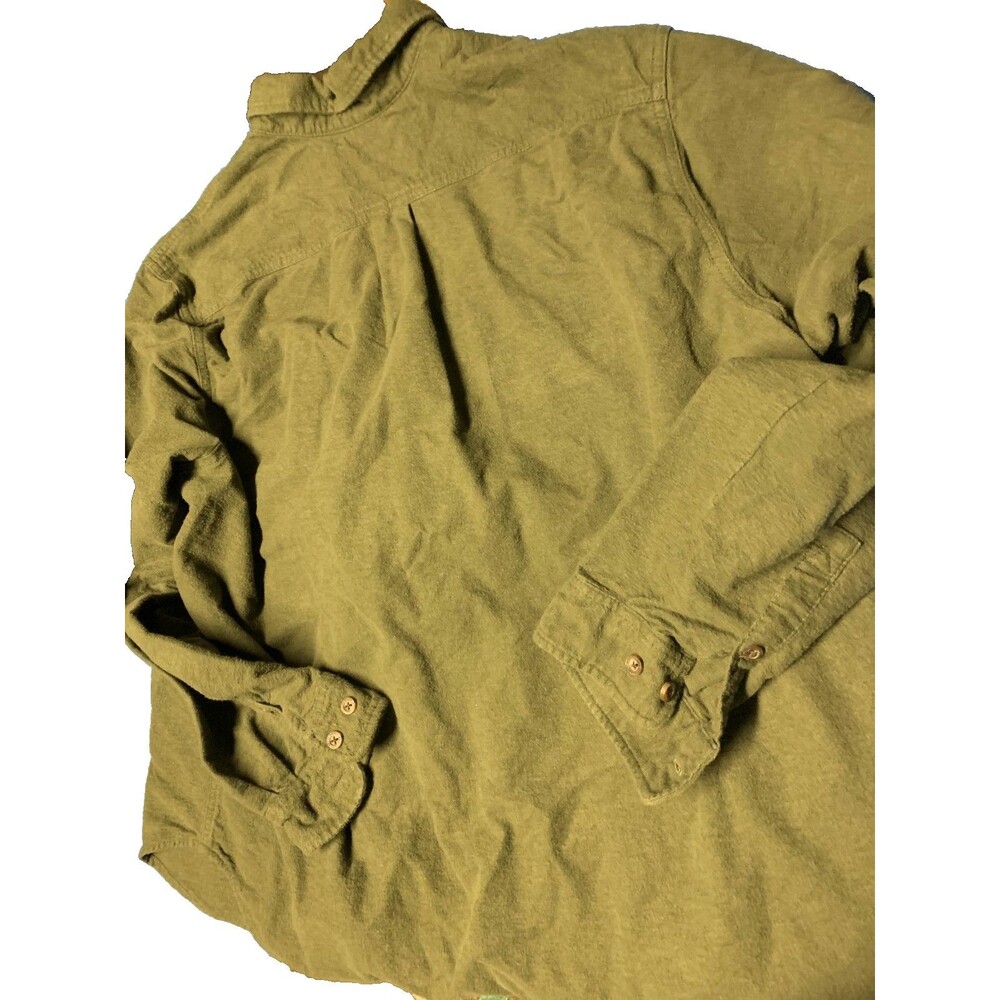 Eddie Bauer Mens Long Sleeve Button Down Heavy Thermal Shirt Size XL OLIVE